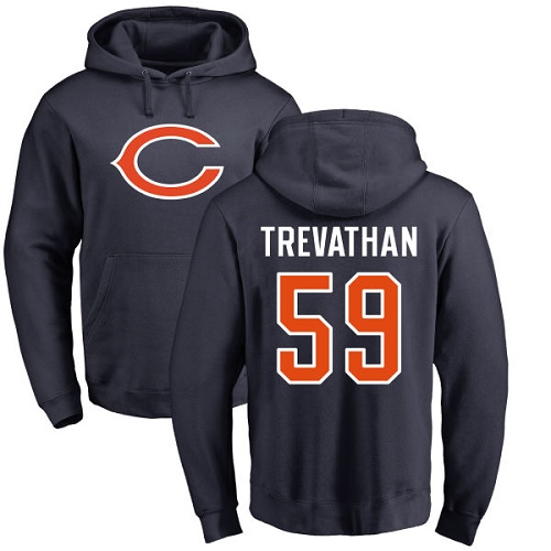 Chicago Bears Men Navy Blue Danny Trevathan Name and Number Logo NFL Football #59 Pullover Hoodie Sweatshirts->nfl t-shirts->Sports Accessory